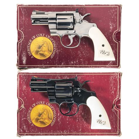 Cased Pair Of Colt Python Snake Eyes Double Action Revolvers With Boxes