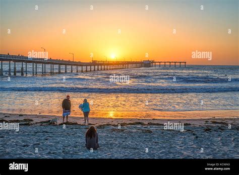 Coastal Sunset View Of The Ocean Beach Pier San Diego California