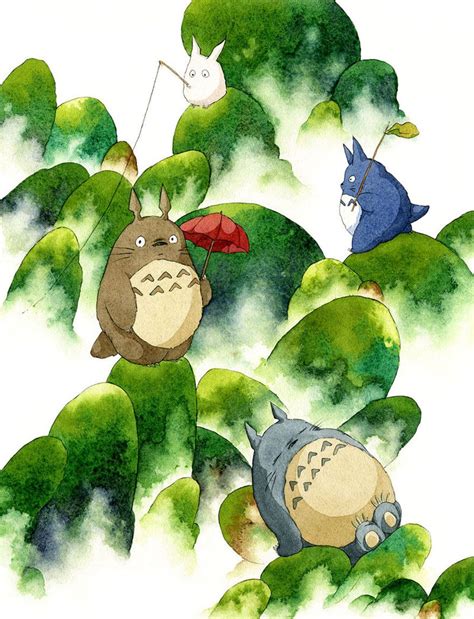 Totoro Neighbors Watercolor And Pen Painting By Calmality With Images
