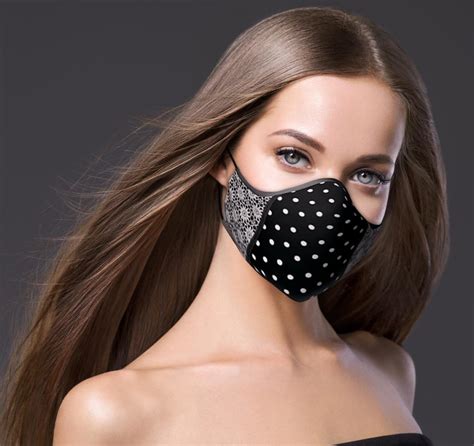 Designer Face Mask Polka Dot And Lace Print Fashion Sexy Formal