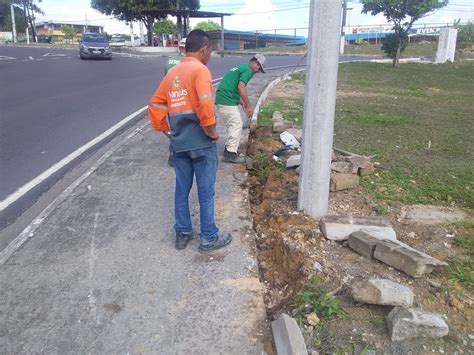 Prefeitura De Manaus Trabalha Na Recuperação De Drenagem Superficial Em Rotatória No Bairro