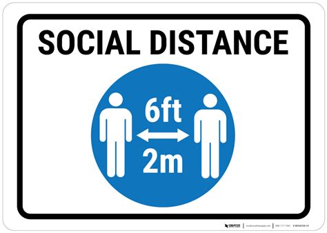 Social Distance Blue Icon Portrait Wall Sign