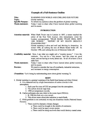 An outline format is a simple structure of a paper that people develop for their essays, covering alphanumeric, decimal, and full sentence forms. Mockinbirdhillcottage: Sentence Outline For Research Paper