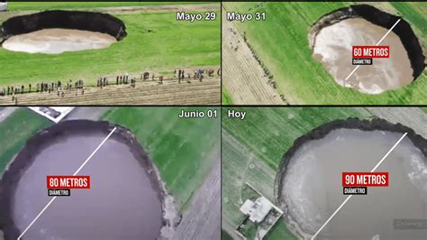 Sinkhole With 100 Meters In Diameter At The Time In Puebla Mexico