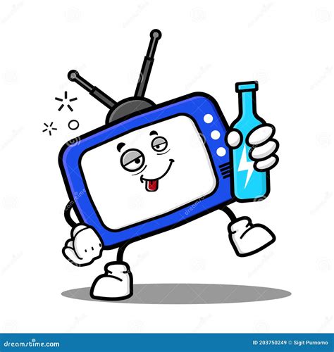 Cute Television Cartoon Mascot Character Stock Vector Illustration Of