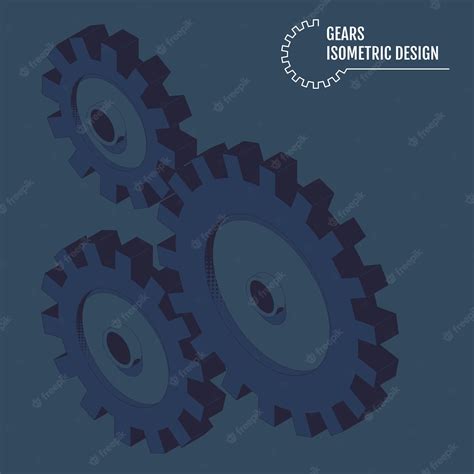 Ilustración Vectorial Moderna De Engranajes Isométricos Con Plantilla