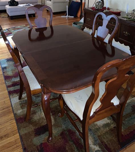 Queen Anne Solid Cherry Wood Dining Room Table And Chair Set Etsy