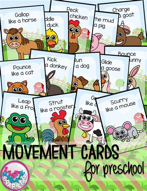 Farm Animal Movement Cards For Preschool And Brain Break Transition
