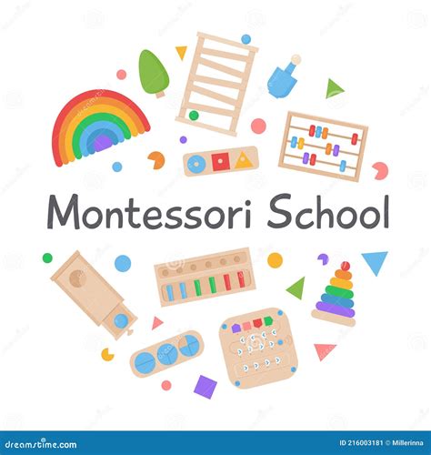 Kids In Montessori School Classroom Cartoon Vector