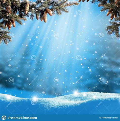 Beautiful Winter Landscape With Snow Covered Treeschristmas Background