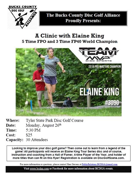 Elaine King Clinic Hosted By The Bcdga 2019 Bucks County Disc Golf
