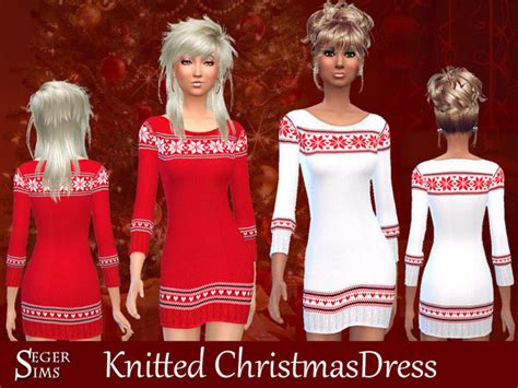 Knitted Christmas Dress By Segersims At Tsr Sims 4 Updates
