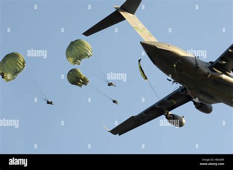 Paratroopers From The 82nd Airborne Division Jump From A C 17