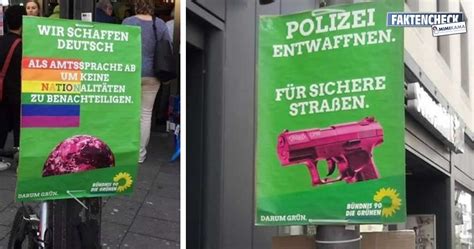 Gefälschte Wahlplakate der Partei Bündnis 90 Grünen
