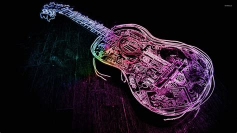 Glowing Neon Guitar Outline Wallpaper Music Wallpapers 19107