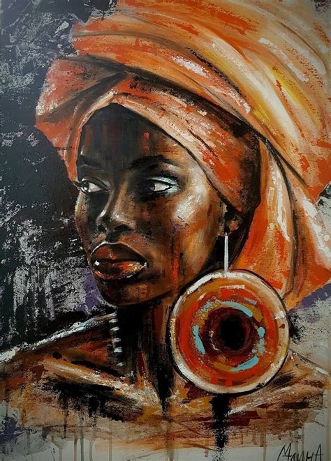 African Artwork African Art Paintings African Portraits Art Black Art Painting Woman