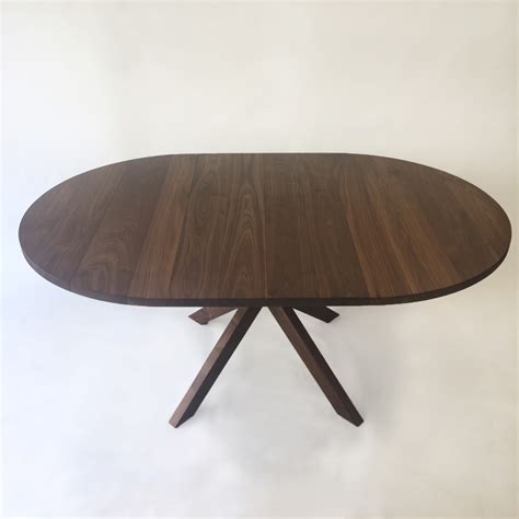 Modern Solid Walnut Round Expandable Dining Table