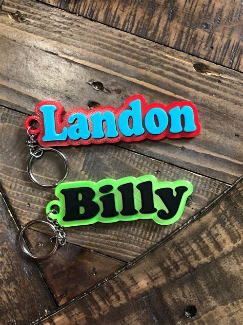 Personalized Name Keychains Two Color 3d Printed Keychains Etsy