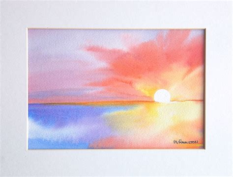 Abstract Sunrise Sunset Original Watercolor Painting