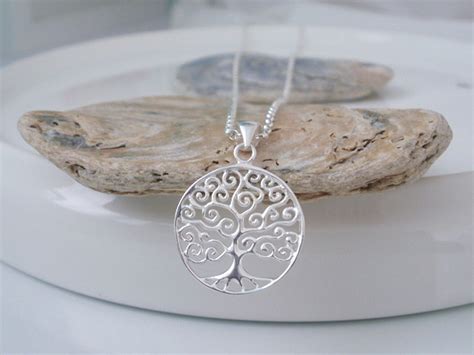 Silver Tree Of Life Pendant Necklace 925 Sterling Silver Ball Etsy