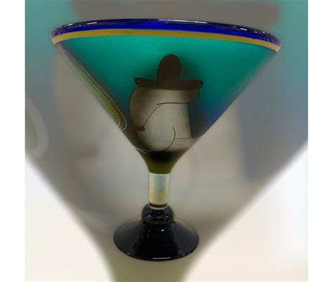 New Hand Blown Hand Painted Mexican Margarita Martini Glass Etsy Margarita Martini Mexican