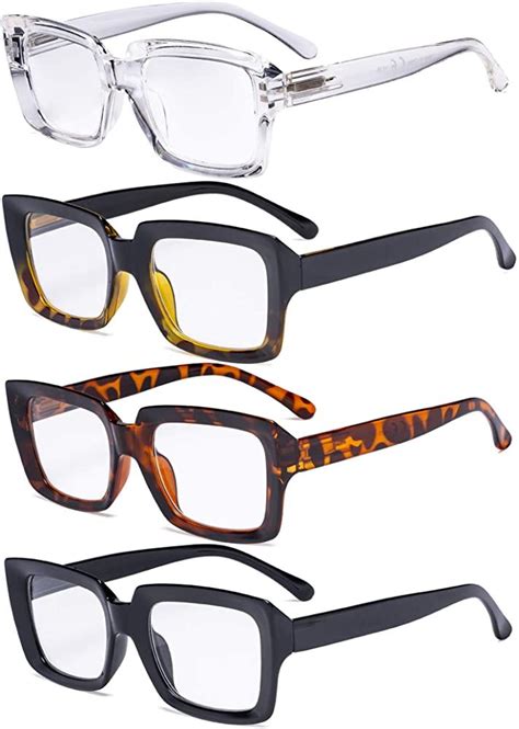 Eyekepper 4 Pack Ladies Reading Glasses Oversized Square Design Reader Eyeglasses For Women