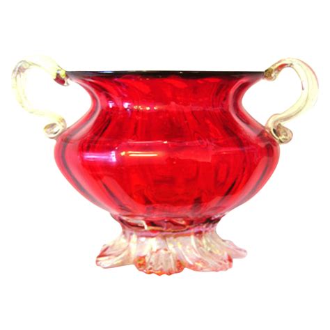 Murano Venini Rotes Glass Venetian Murano Red Glass Vase Gold Powder From Jahrhundertwende On