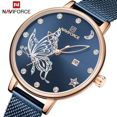 Free Ship Naviforce Women Watches Luxury Brand Reloj Butterfly Watch