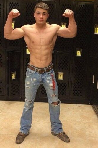 Shirtless Male Muscular Beefcake Ripped Abs Flexing Hunk Jock Photo 4x6 C1264 Ebay