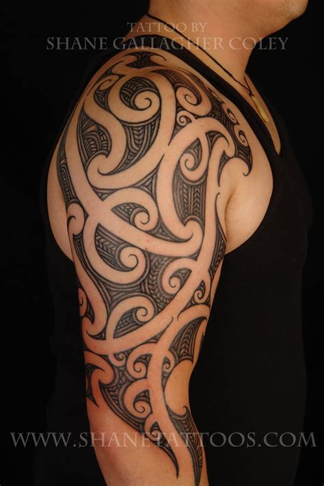 Shane Tattoos Maori Half Sleeve On Rani