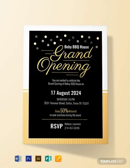 grand opening invitation card template word psd