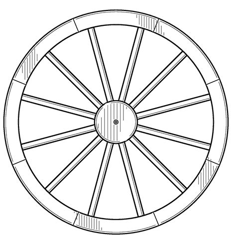 Wagon Wheel Line Drawing Sketch Coloring Page