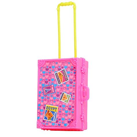 Pink Plastic 3d Travel Train Suitcase Luggage For Barbie Doll Decor