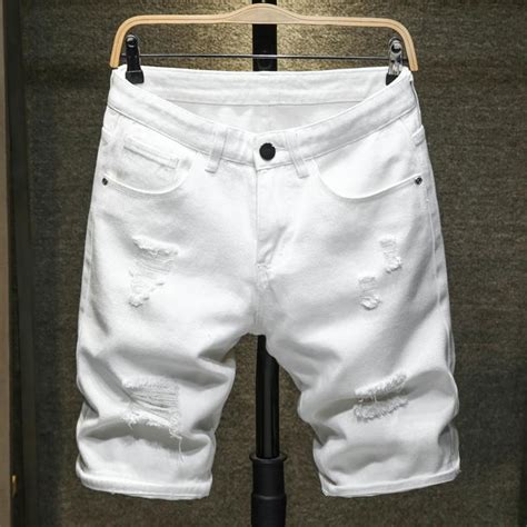 Buy Summer Men Denim Shorts Slim Casual Knee Length Short Hole Jeans Shorts At Affordable Prices