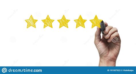 Hand Draw Five Star Rating Evaluation And Review Concepts Stock Photo