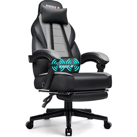 Bossin Racing Style Gaming Chair 400lbs Leather Computer Desk Chair With Footrest And Headrest