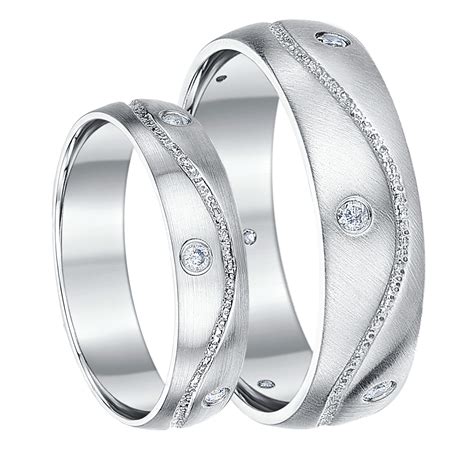 His And Hers White Gold Wedding Rings Matching Sets For Groom And Bride