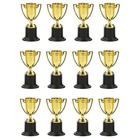 Kidsco Plastic Trophies 12 Pack 4 Inch Cup Golden Trophies For