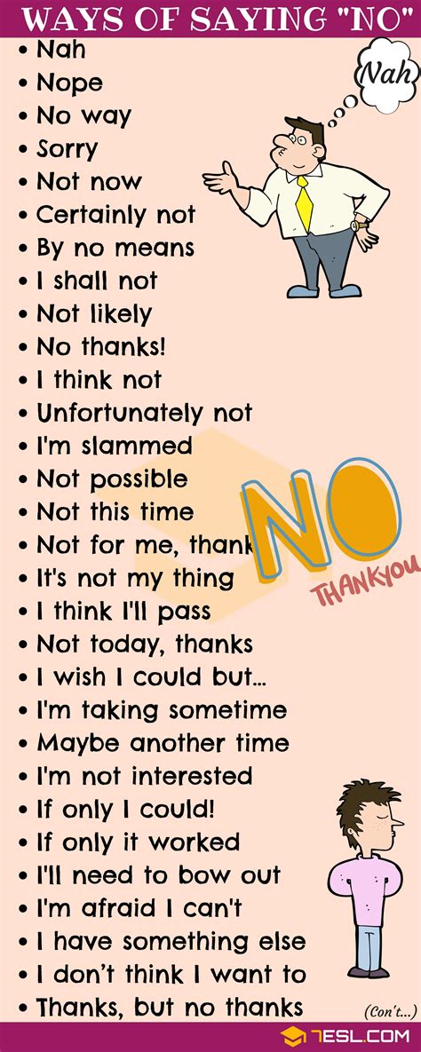Great Ways To Say No To People In English 7ESL English Vocab