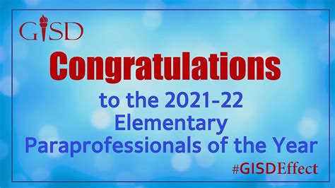 Gisd 2021 22 Elementary Paraprofessionals Of The Year Youtube