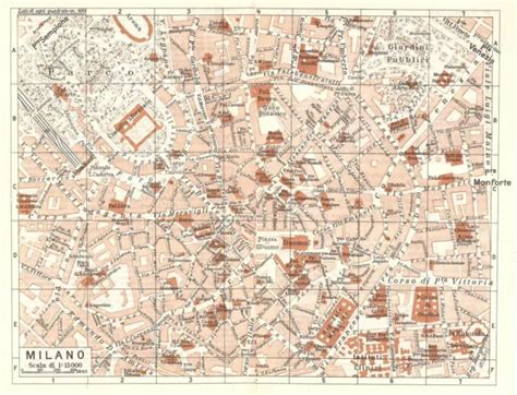 Carta Geografica Antica Milano Pianta Della Città Tci 1937 Antique Map