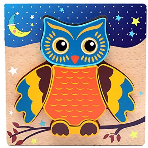 Best for 18 month old: Wood Owls Children's Puzzle Shaped Wooden Peg Puzzle Toy ...