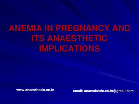 Ppt Anemia In Pregnancy And Its Anaesthetic Implications Powerpoint