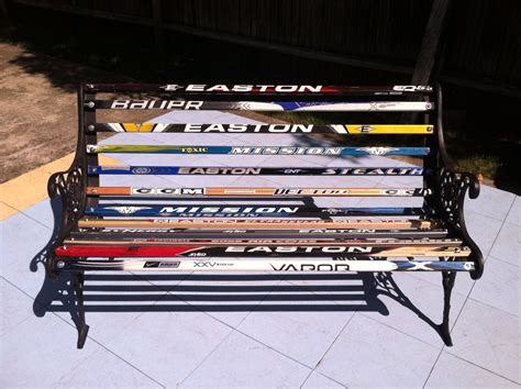 Hockey stick bench 42 inches wide 19 inches seat height. Pin by Sandi Hodges on Hockey Stick Furniture | Hockey ...
