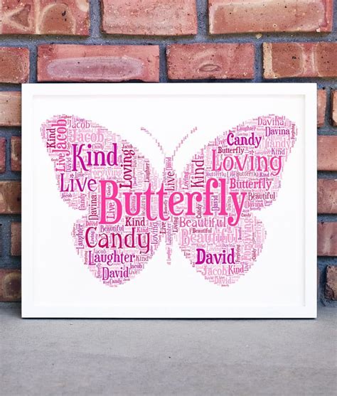 Personalised Butterfly Word Art Picture Frame T