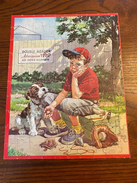 50s Vintage Junior Jigsaw Picture Puzzle 100 Piece Baseball Etsy