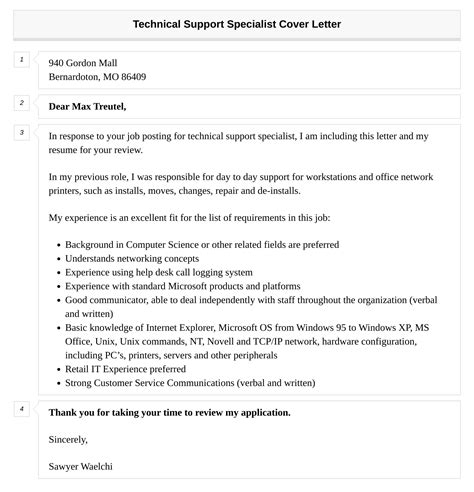 Technical Support Specialist Cover Letter Velvet Jobs