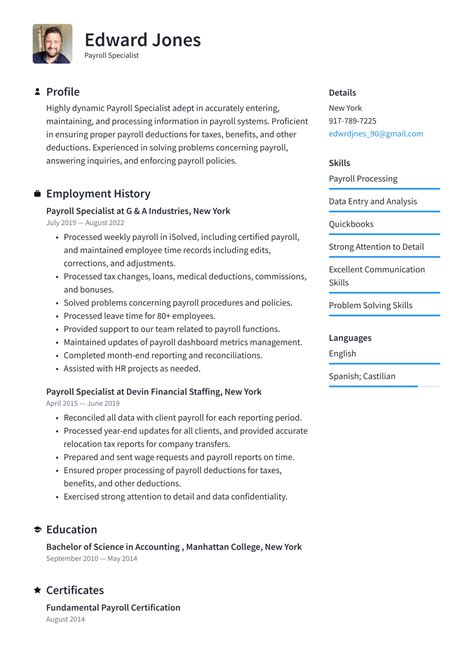 payroll specialist resume examples and writing tips 2023 free guide