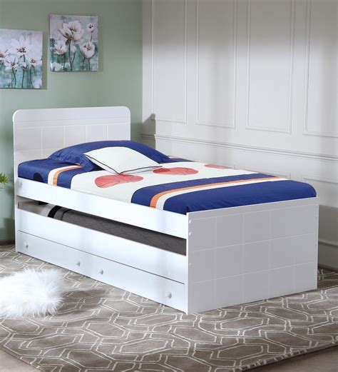 Buy Mcbruno Single Bed With Pull Out And Storage In White Colour By