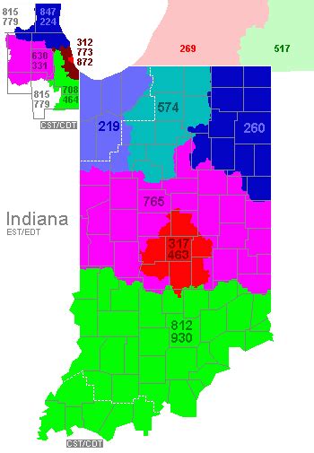 Indiana Area Codes Map Pacific Centered World Map